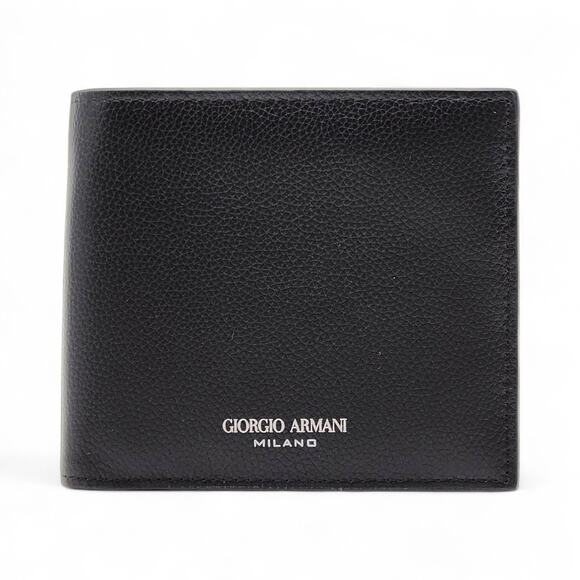 Giorgio Armani Milano Black Leather Bifold Men's Wallet - New in Box - Picture 2 of 5